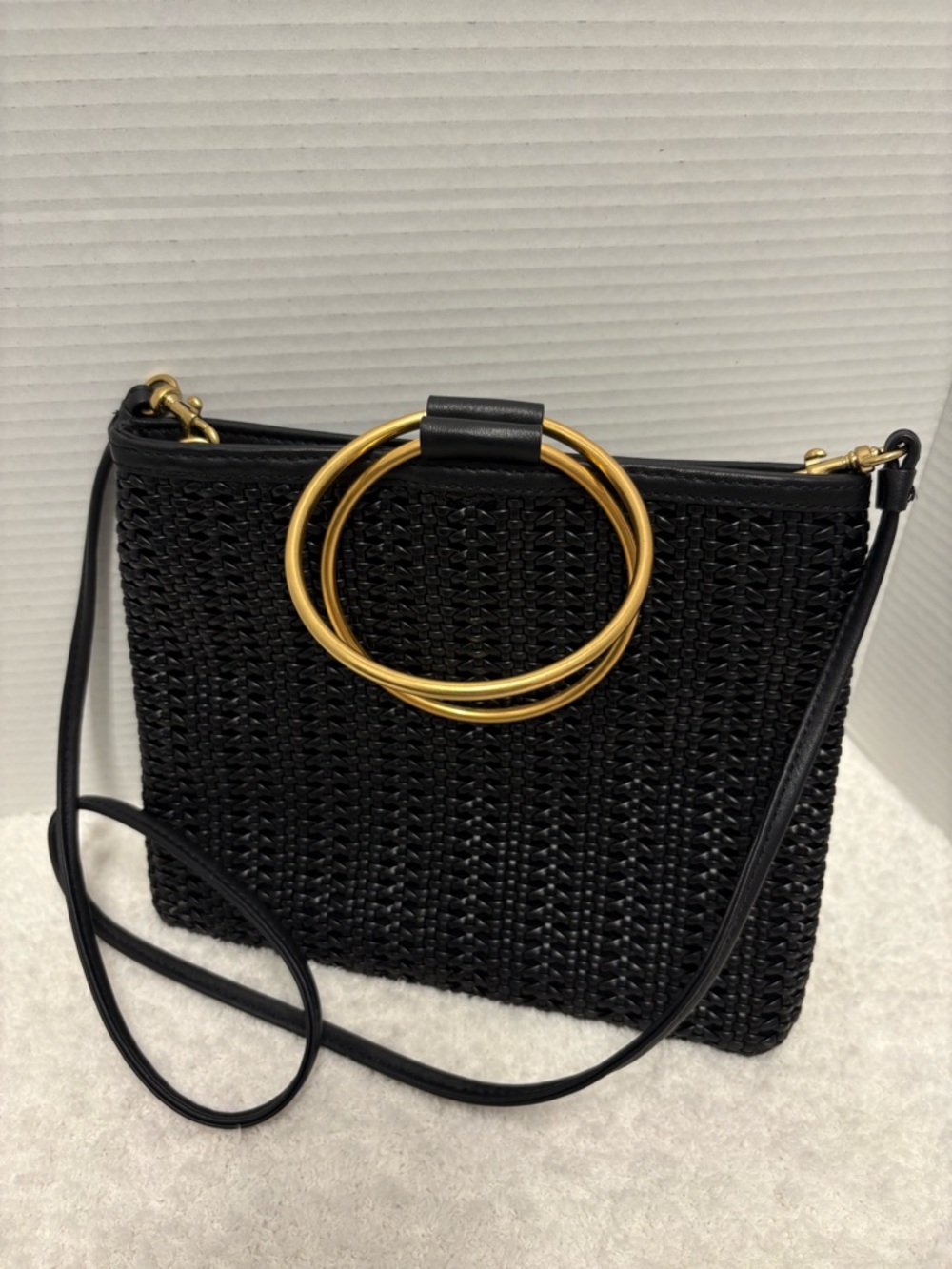 THACKER New York Le Pouch Woven
Black Leather Crossbody Bag (NWOT)